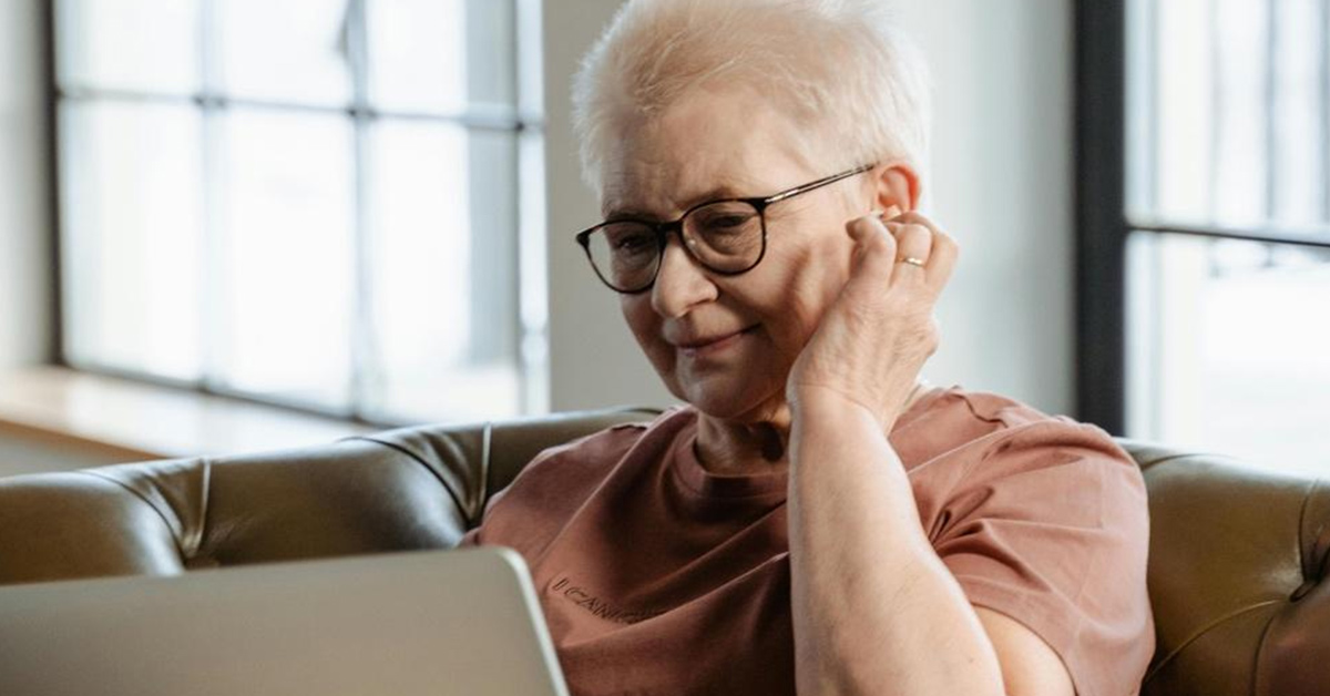 elderly woman on laptop